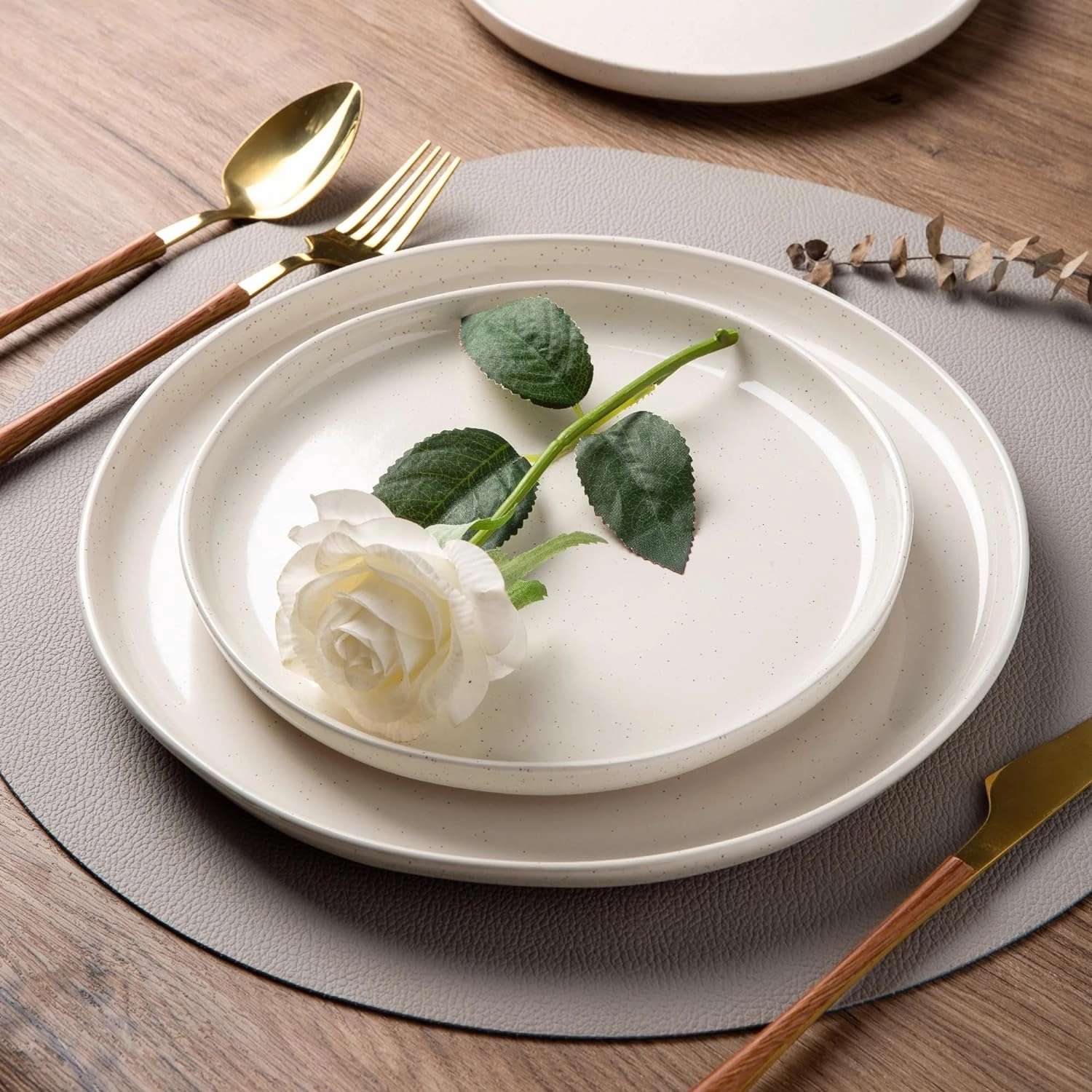 AmorArc Ceramic Dinnerware Sets for 4, 12 Pieces Handpainted Plates and Bowls Set with Rustic Terracotta Underside, Scratch Resistant Stoneware Dishes Set, Dishwasher & Microwave Safe, Multi-Color