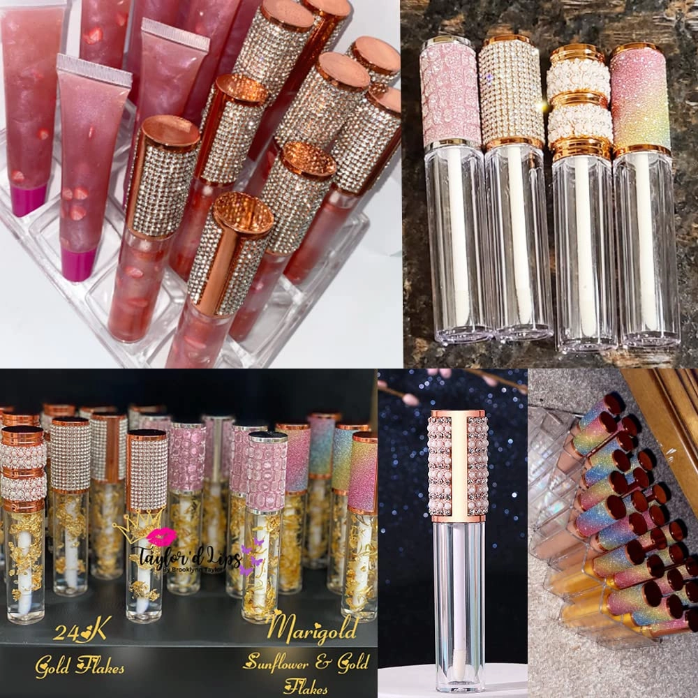 AMORIX 25 Pack Diamond Lip Gloss Tubes with Wand 5ml Empty Rhinestone Lip Gloss Containers Cute Lipgloss Bottles Crystal Lip Gloss Supplies Kit   2pcs Syringes   Labels for DIY Lip Gloss Base