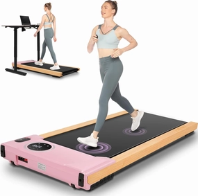 ANCHEER Under Desk Treadmill, Wooden Walking Pad Treadmill with Incline, 2.5HP Portable Treadmills for Home 300 lb Capacity, Smart APP Control Jogging Machine with Remote Control, Installation-Free