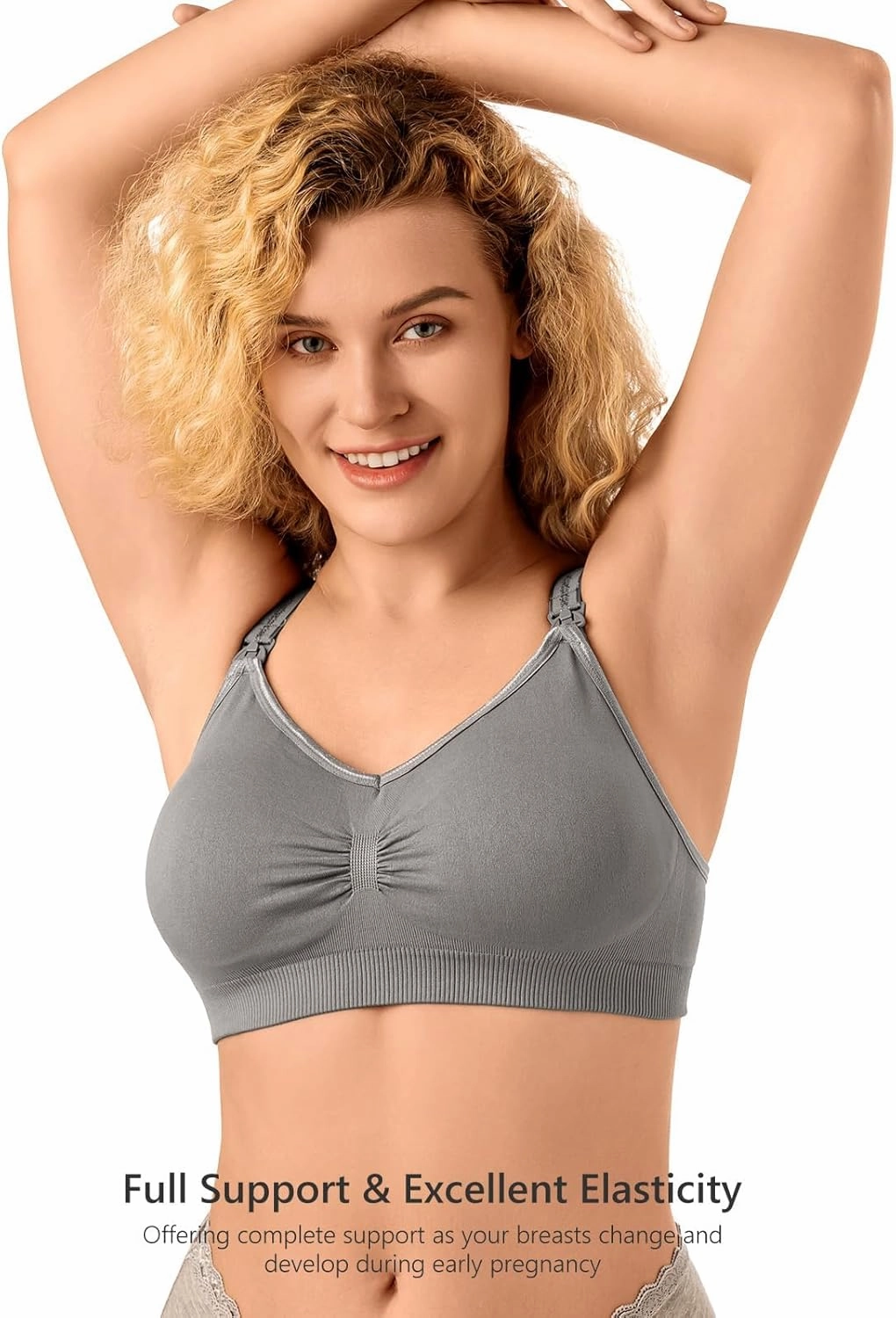 Angelhood Nursing Bra for Breastfeeding with Removable Bra Pads Seamless Nursing Bra with Support, Pack of 4