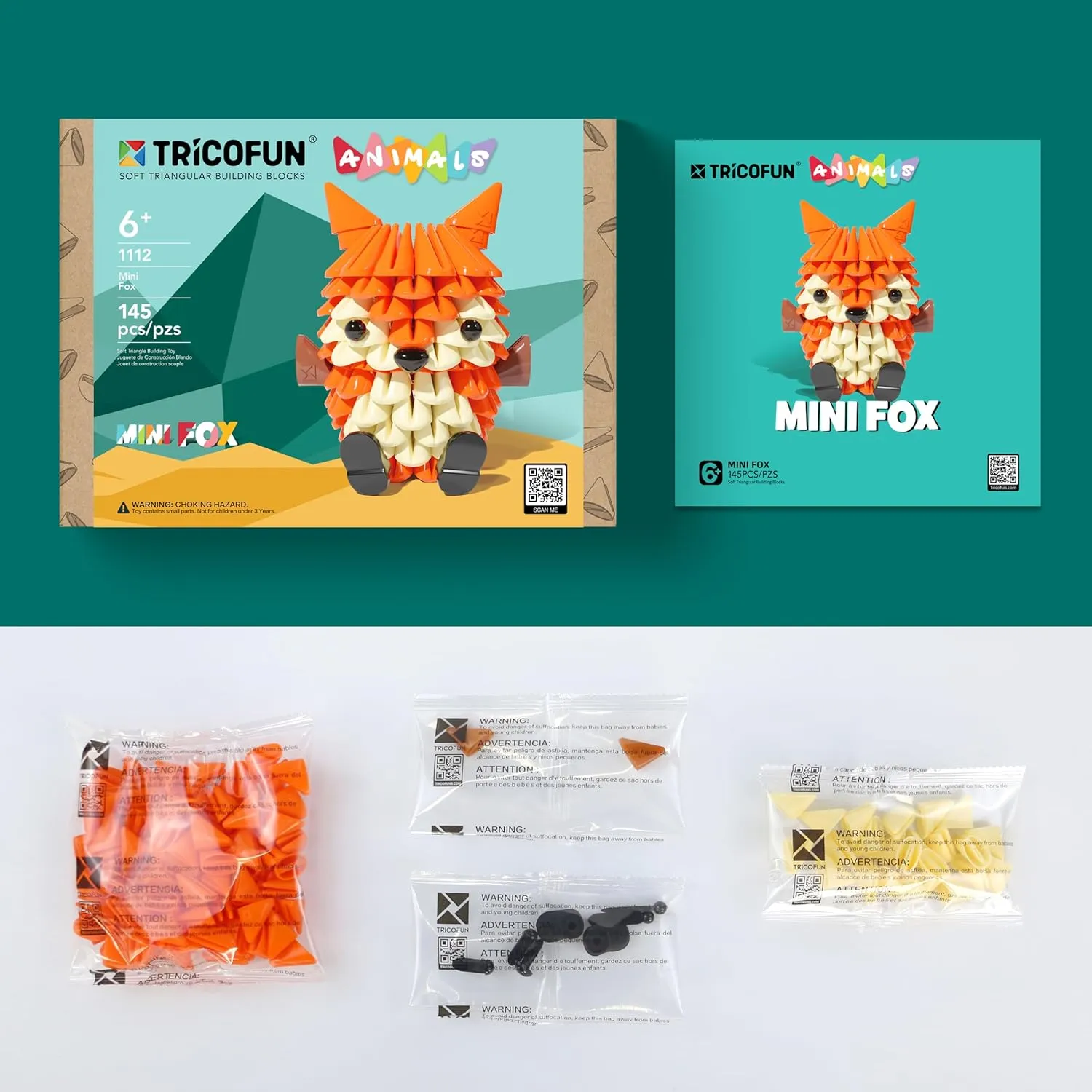 Animals 3D Soft Building Blocks - Cute Animal Kit, Pressure-Relief, STEM Educational Toys, Enhance Hands-On Skills Interlocking Building Blocks (1112-Mini Fox)