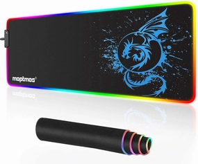 Anime Dragon Mouse Pad RGB Gaming Mousepad Mat LED with 15 Lighting Modes for Computer 31.5 X 12 Inch (Blue)