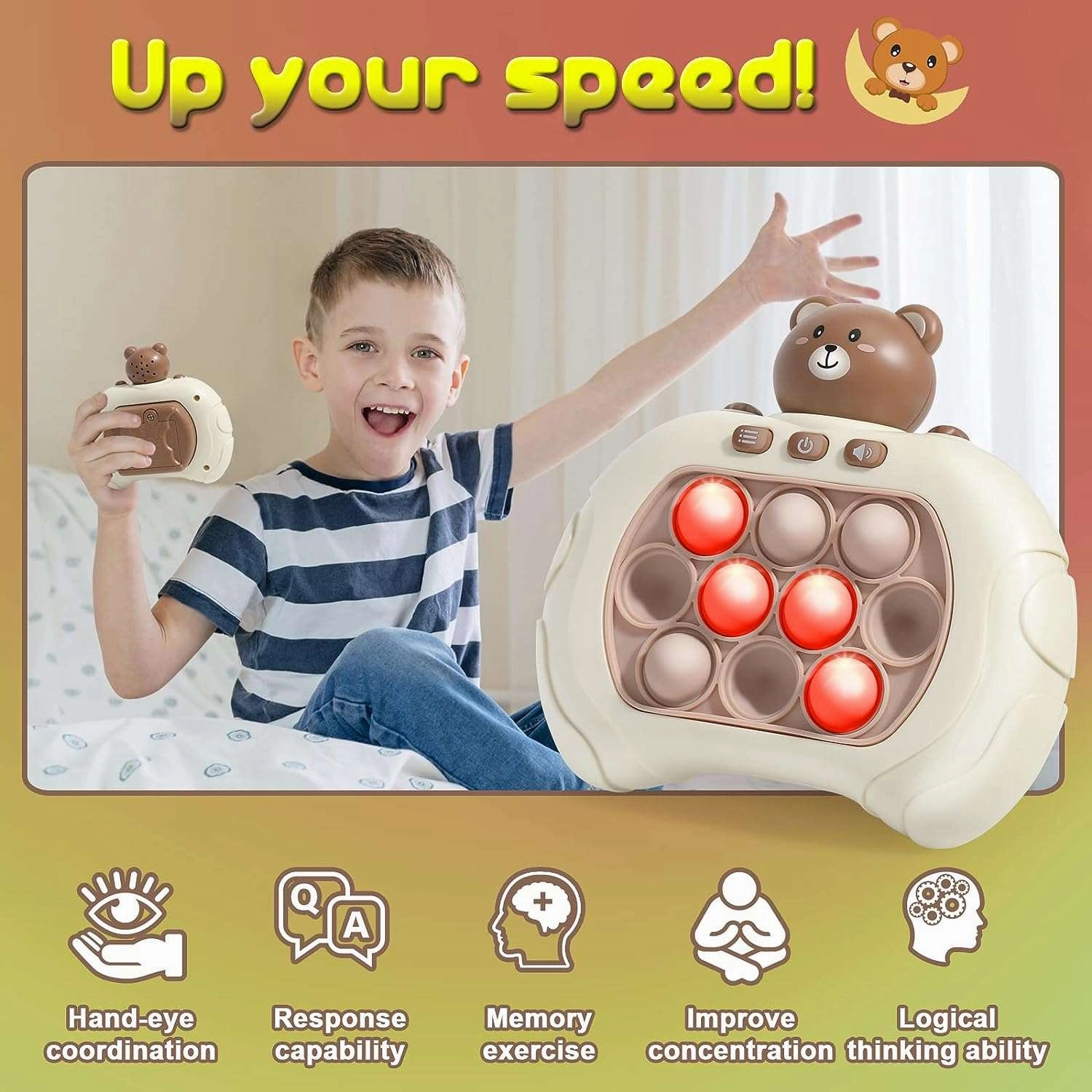 Anti Stress Sensory Bubble Pop Fidget Toys 4 Modes Quick Push Puzzle Handheld Flashing Console Toy For Kids And Adults