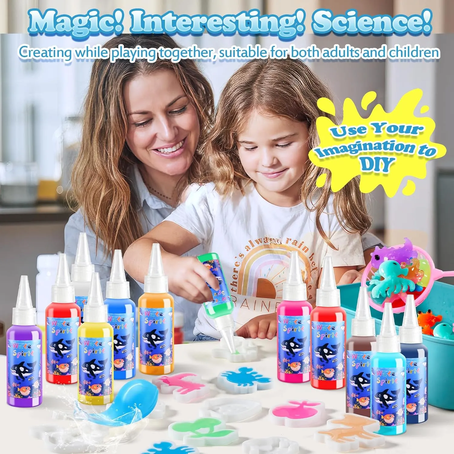 Aqua Fairy Water Gel Kit, Magic Water Elf Toy Kit, Toys Gifts for 3-12 Year Old Boys Girls Kids, Craft Kit with 12 Colors Magic Gel and 15 Shape Molds, Party Favors, Arts & Crafts DIY STEM Toy