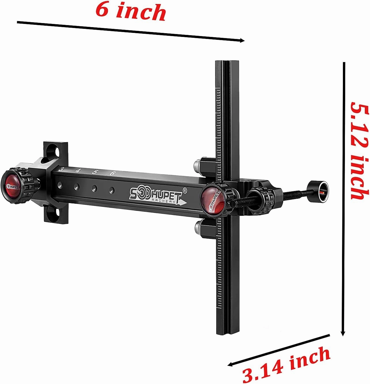 Archery Recurve Bow Sight, SOOHUPET Accessories T Shape Archery Shooting Target Sight Adjustable Bowsight with Optical Fiber Pin Sight for Target Practice