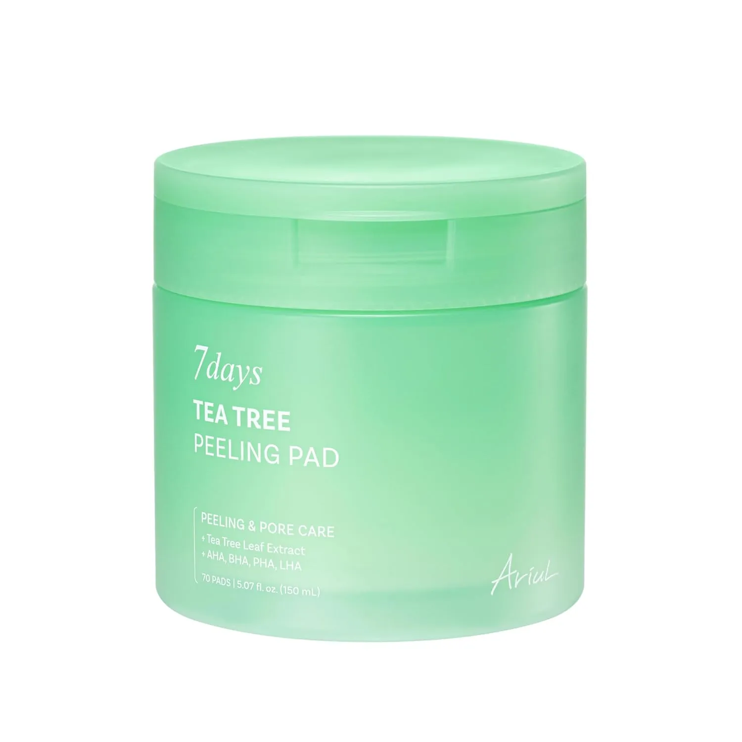 Ariul 7 Days Tea Tree Peeling Pad – Gentle Exfoliation & Pore Care, Skin Smoothing with LHA & PHA, Sebum Control with Green Tomato, Vegan Sheets, Korean Skin Care, 70 Counts, 125ml / 4.23 fl. oz