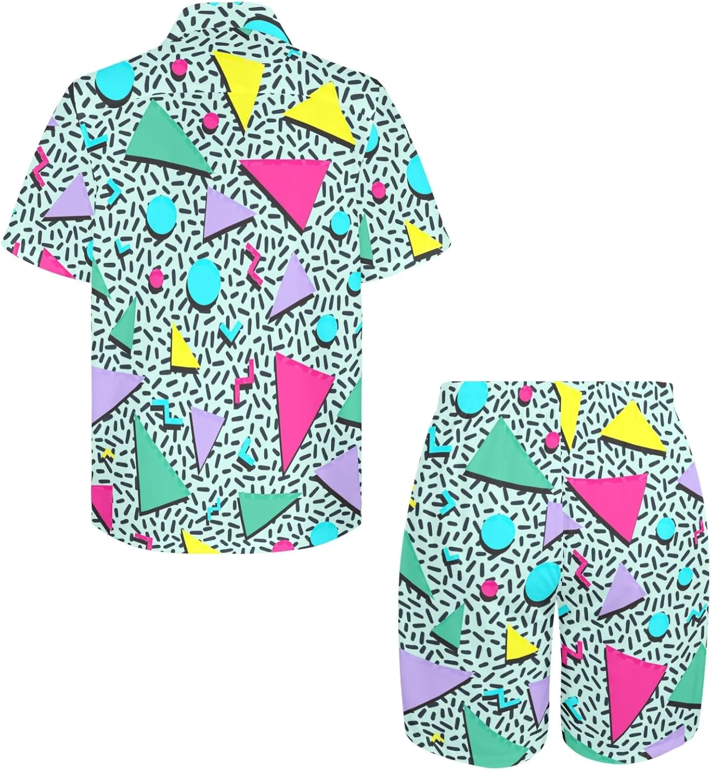 Artsadd 80s 90s Outfit for Men Hawaiian Shirt and Shorts Set Beach Party Outfits