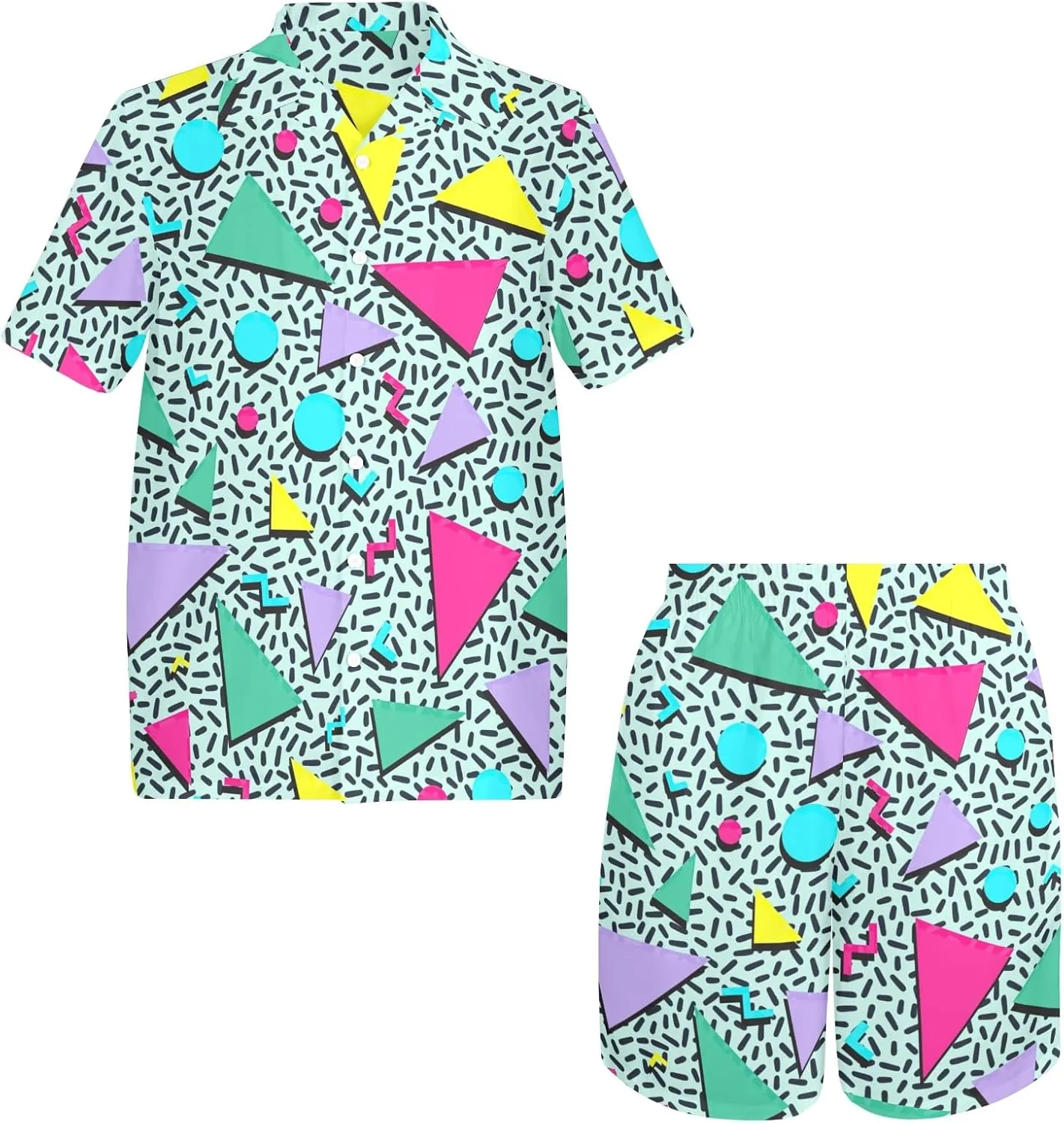Artsadd 80s 90s Outfit for Men Hawaiian Shirt and Shorts Set Beach Party Outfits