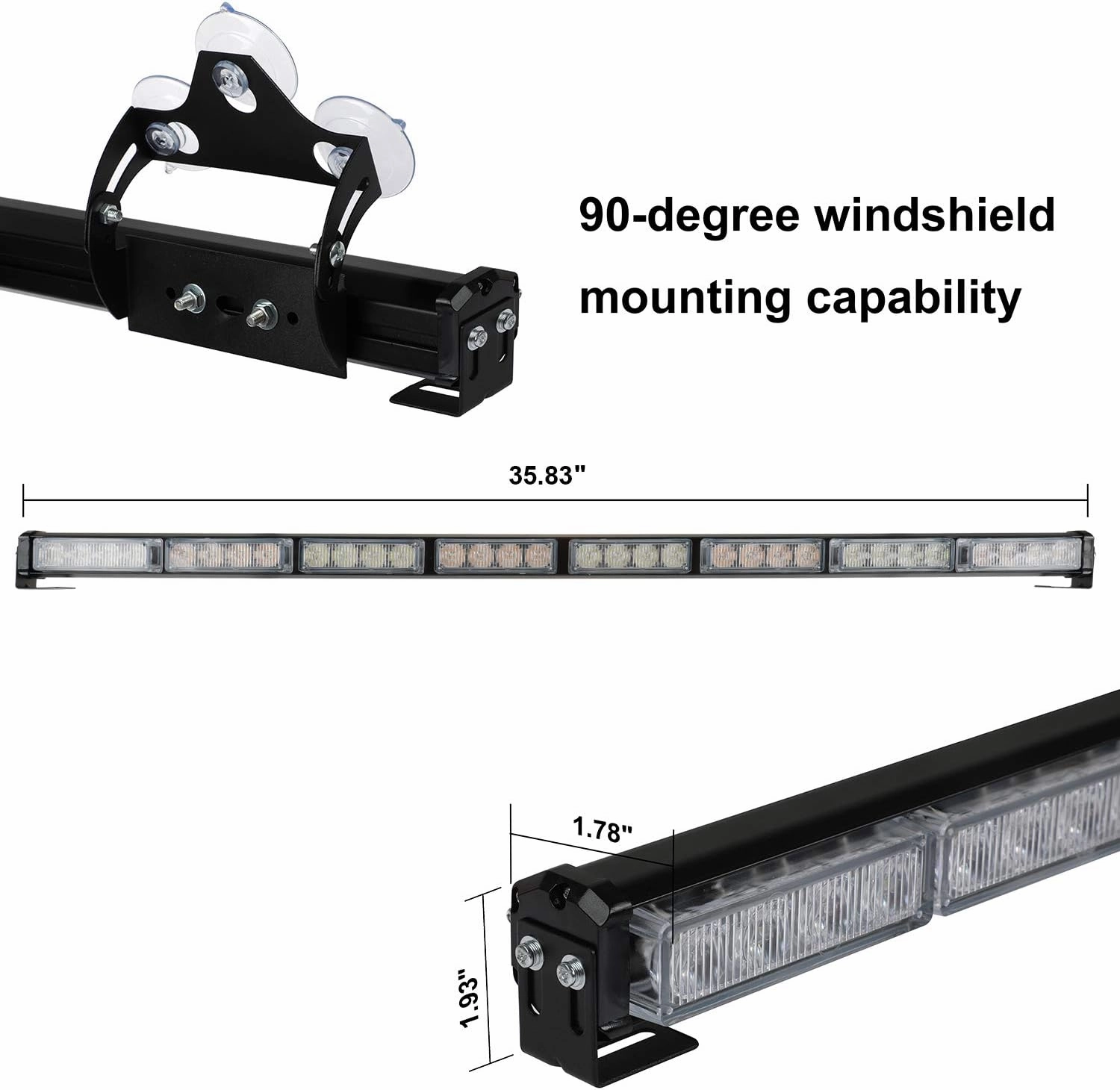 ASPL 36" 32LED Traffic Advisor Light Bar Warning Emergency Strobe Light Bar Directional Flashing Emergency Caution Lighting Led Safety Lights with 16 ft Straight Cord (Amber/White)