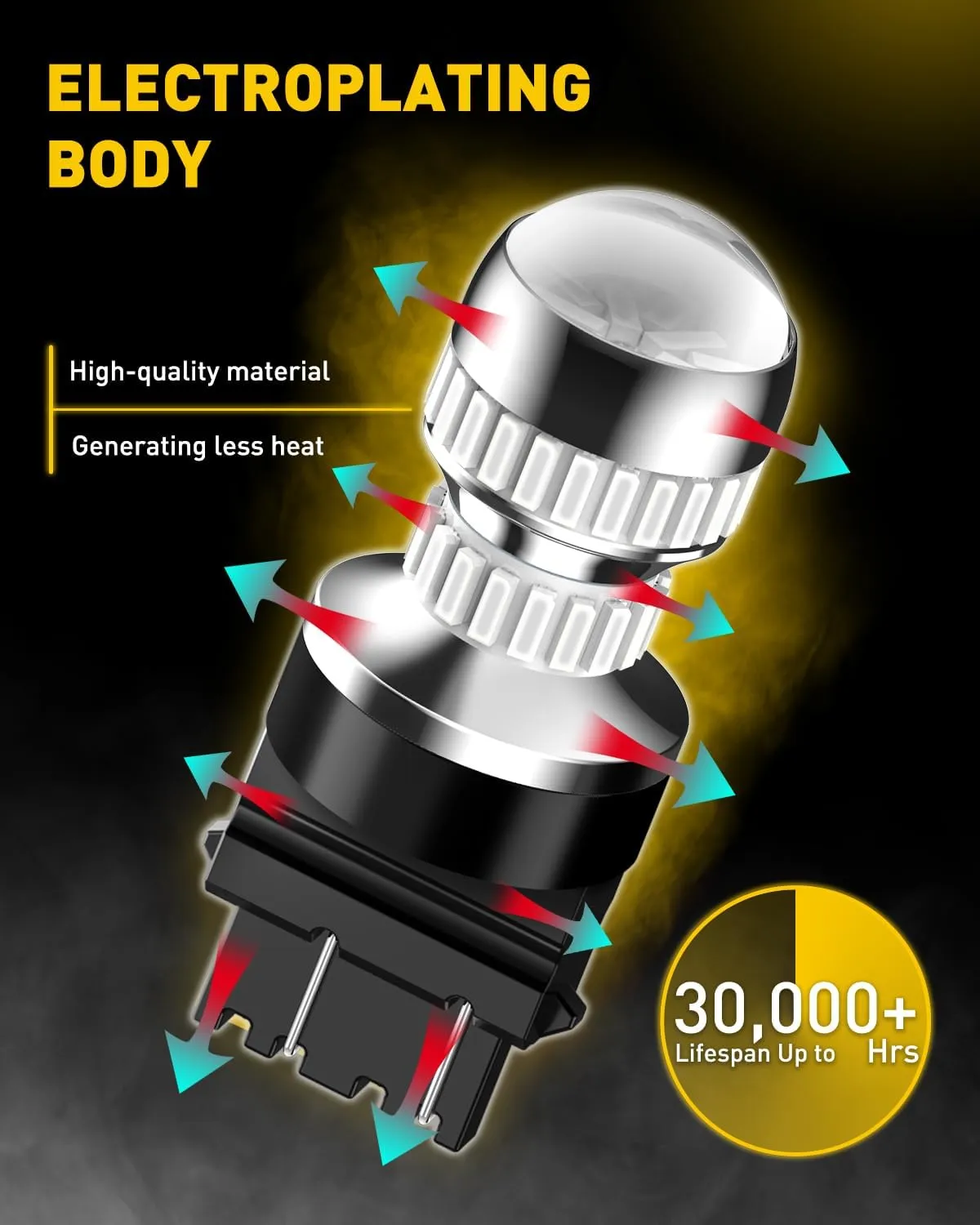 AUXITO T25 3156 3157 LED Strobe Brake Lights Bulbs, Red Flashing Stop Light, Super Bright 3056 3057 3047 3155 3457 4057 4117 4157 Flashing Strobe Blinking LED Tail Light Bulbs, Pack of 2