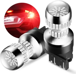 AUXITO T25 3156 3157 LED Strobe Brake Lights Bulbs, Red Flashing Stop Light, Super Bright 3056 3057 3047 3155 3457 4057 4117 4157 Flashing Strobe Blinking LED Tail Light Bulbs, Pack of 2