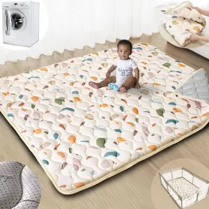 Baby Play Mat, 71x59 Mat with Super Soft Touch, Activity Mat with Upgraded Anti-Slip Bottom, Machine Washable Crawling Mat for Floor & Picnic(Boho Color Blocks)