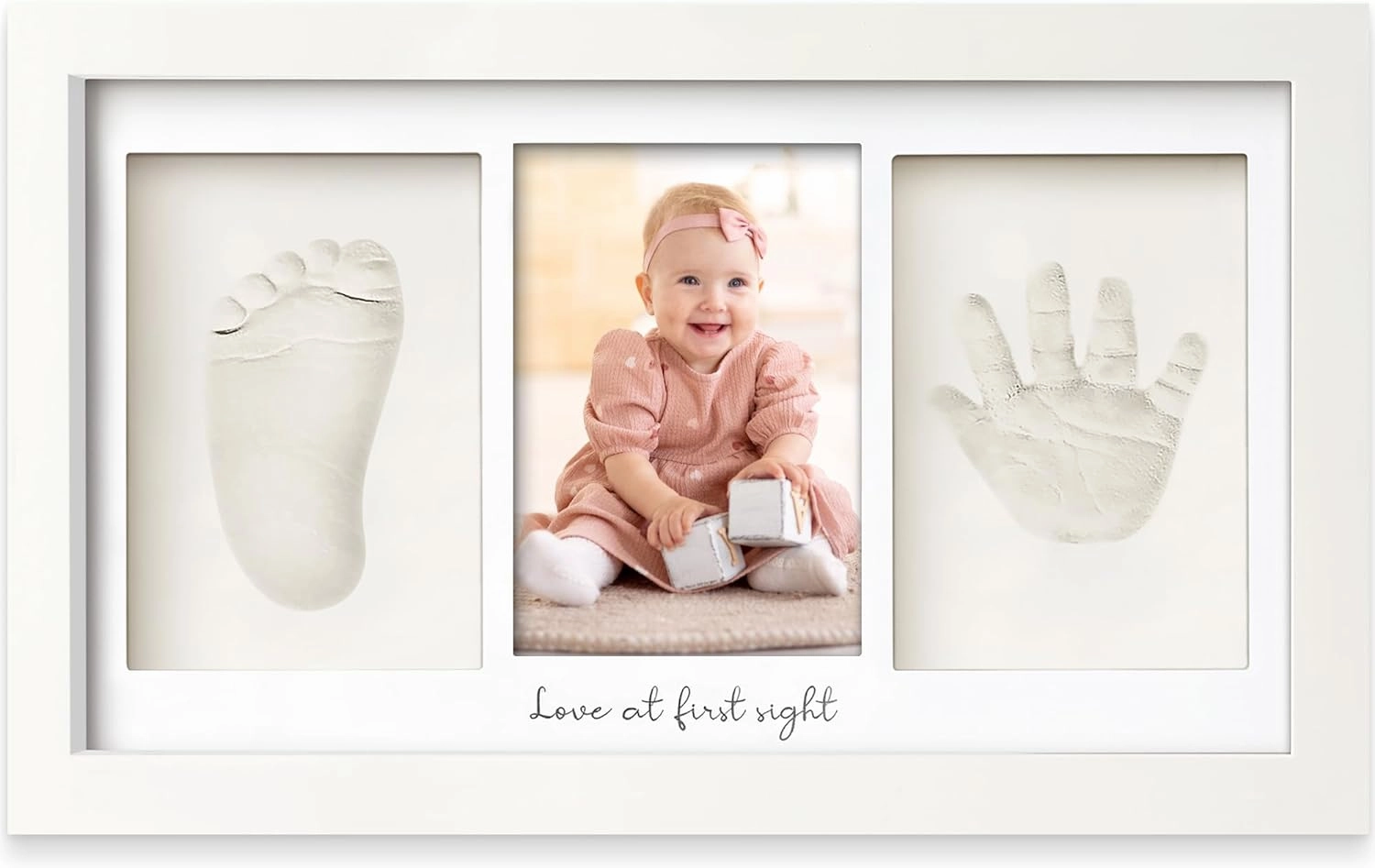 Baby Hand and Footprint Kit - Clay Handprint Keepsake Frame, Newborn Nursery Picture Frame, Personalized New Mom Gifts for Baby Shower & Registry (Alpine White)