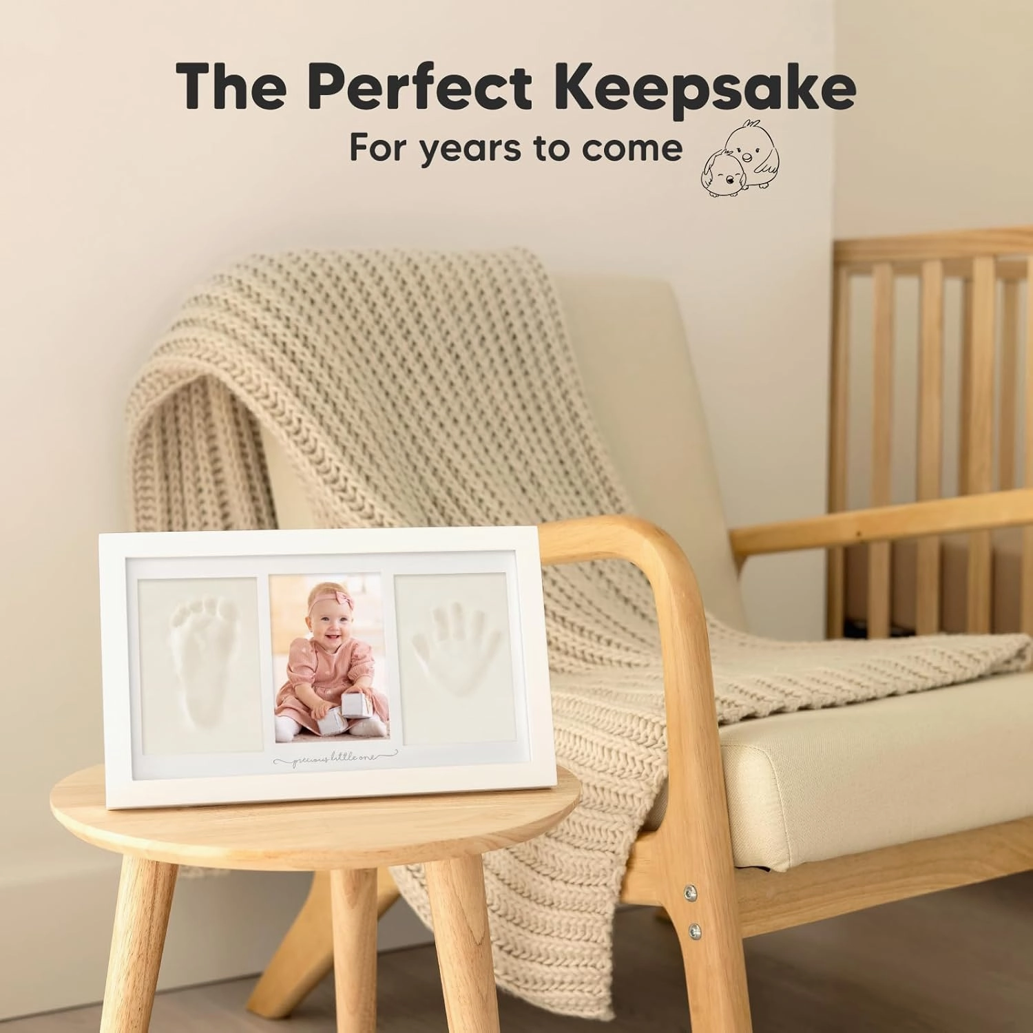 Baby Hand and Footprint Kit - Clay Handprint Keepsake Frame, Newborn Nursery Picture Frame, Personalized New Mom Gifts for Baby Shower & Registry (Alpine White)