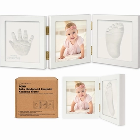 Baby Shower Gifts for Boys, Girls - Baby Hand and Footprint Kit, Newborn Handprint Kit, Keepsake Photo Frame, Nursery Picture Frame, Mother's Day Gifts (Alpine White)