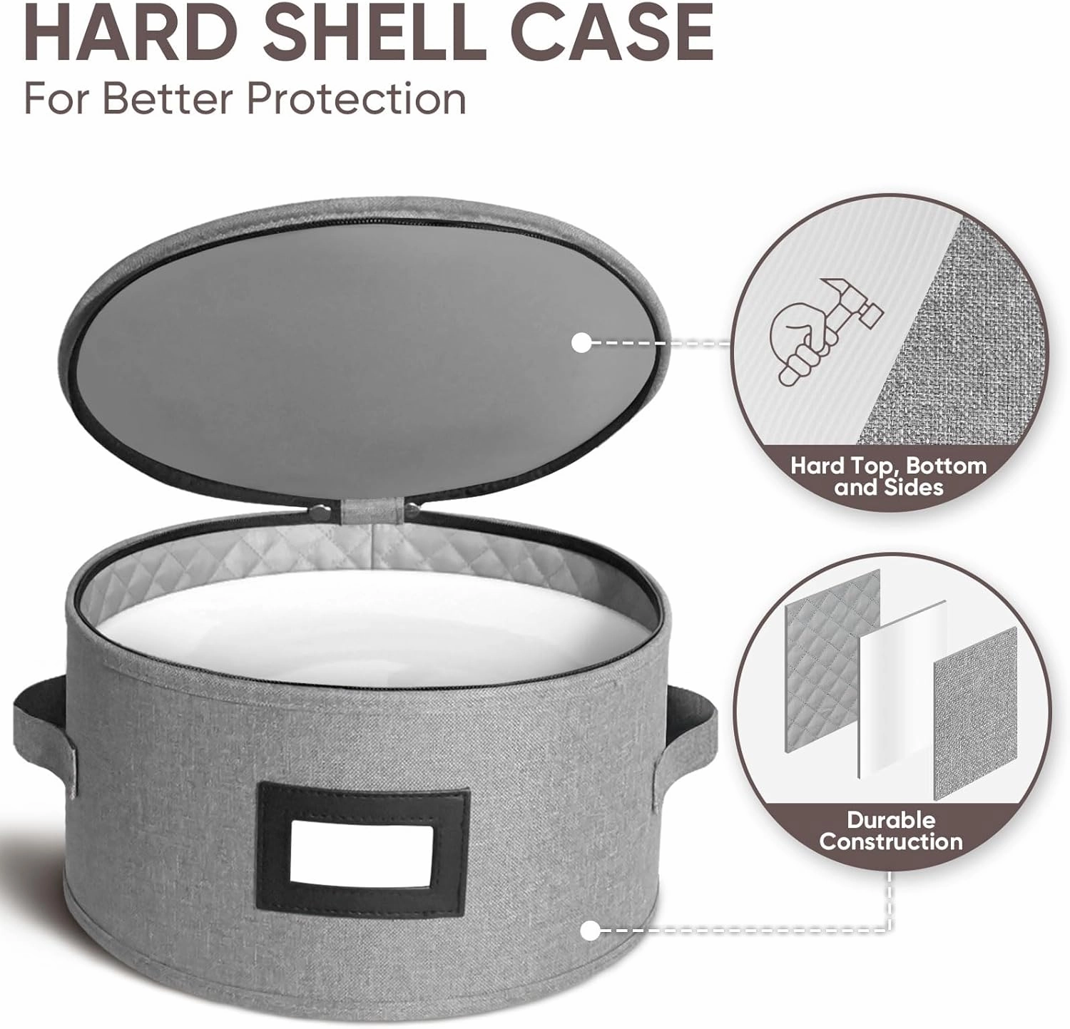 BALEINE China Storage Containers, Hard Shell Case for Organizing, Stackable Moving Storage Box with Felt Plate Dividers for Dishes, Glasses, Mugs (Plate Mug Combo)