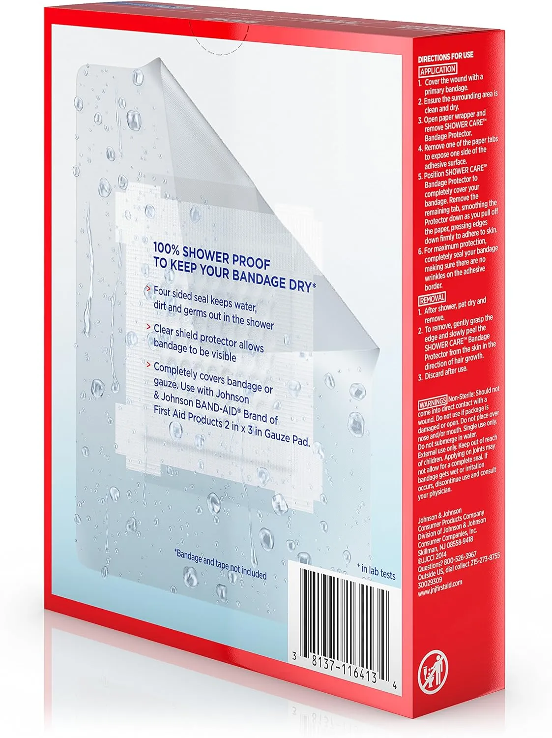 Band-Aid Brand First Aid Water Block Shower Care Clear Bandage Protector, Medium-Sized, 4 ct