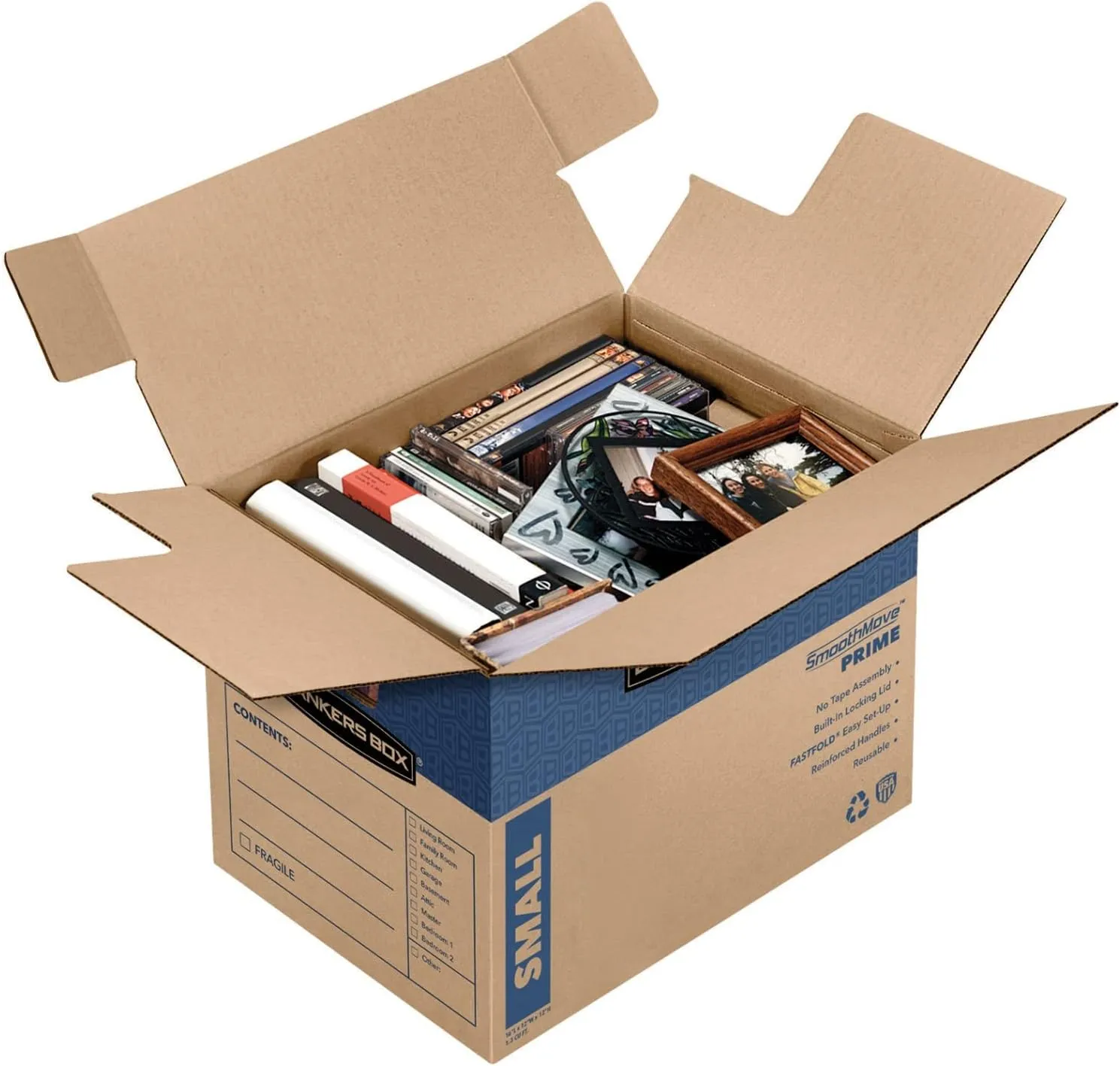 Bankers Box Small Prime Moving Box 10 Pack, Reinforced Handles, Tape-Free Assembly, Attached Lid, 16-in x 12-in x 12-in (0062716)