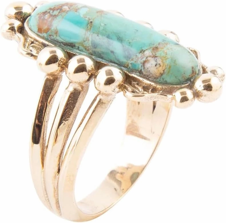 Barse Jewelry Plateau Blue Turquoise and Golden Ring