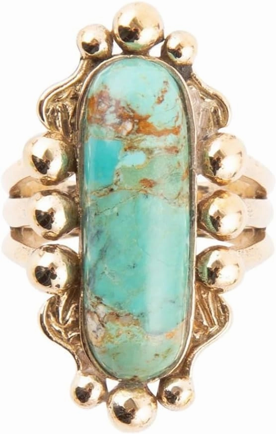 Barse Jewelry Plateau Blue Turquoise and Golden Ring