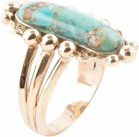 Barse Jewelry Plateau Blue Turquoise and Golden Ring
