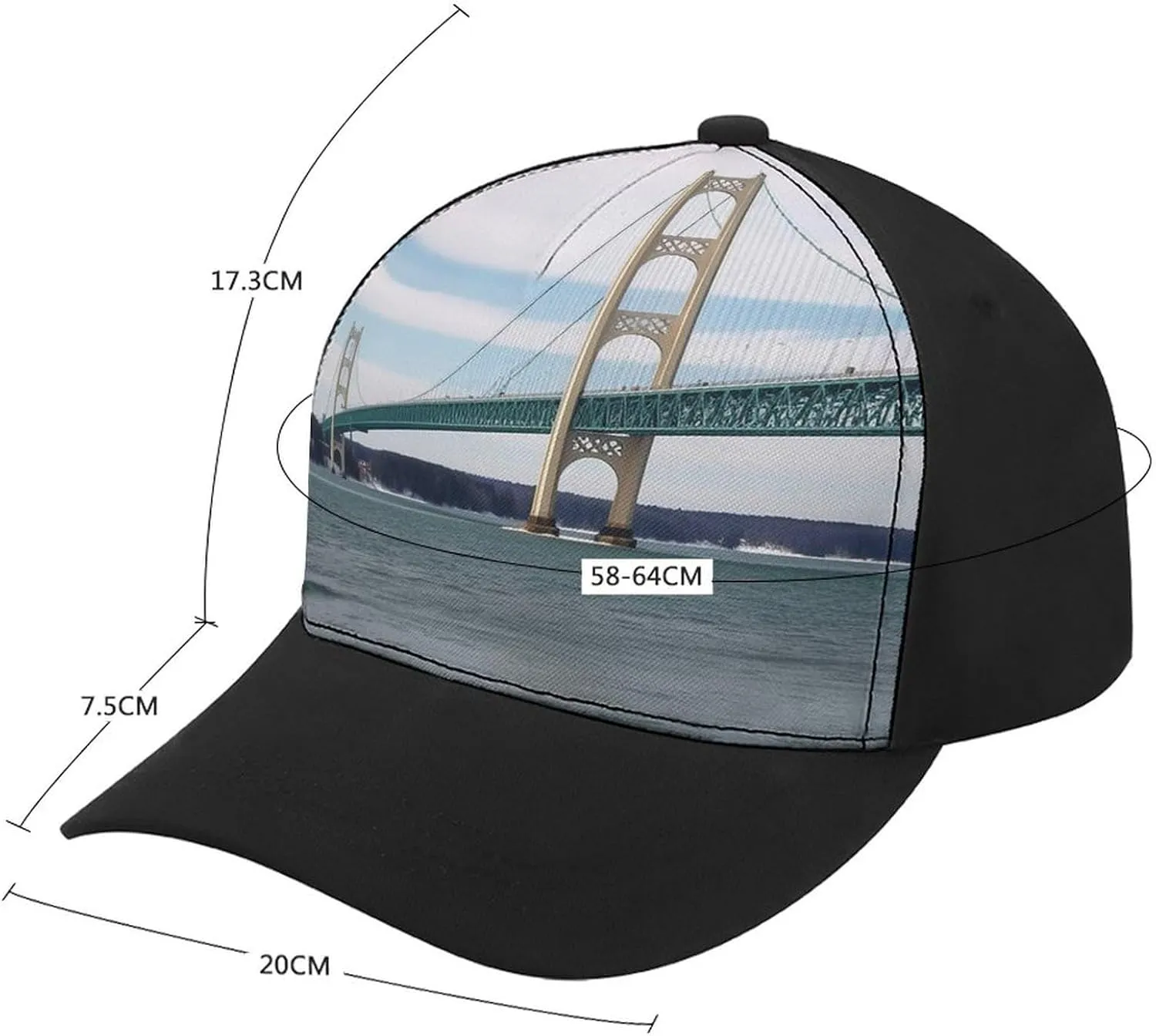 Baseball Cap for Women Men,Mackinac Suspension Bridge Adjustable Classic Baseball Hat for Leisure and Outdoor Activities