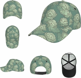 Baseball Cap Cabbage Pattern Golf Dad Hats Adjustable Trucker Caps for Men Women Black