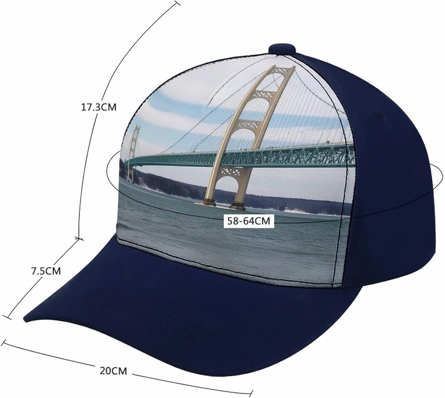 Baseball Cap for Women Men,Mackinac Suspension Bridge Adjustable Classic Baseball Hat for Leisure and Outdoor Activities