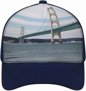 Baseball Cap for Women Men,Mackinac Suspension Bridge Adjustable Classic Baseball Hat for Leisure and Outdoor Activities