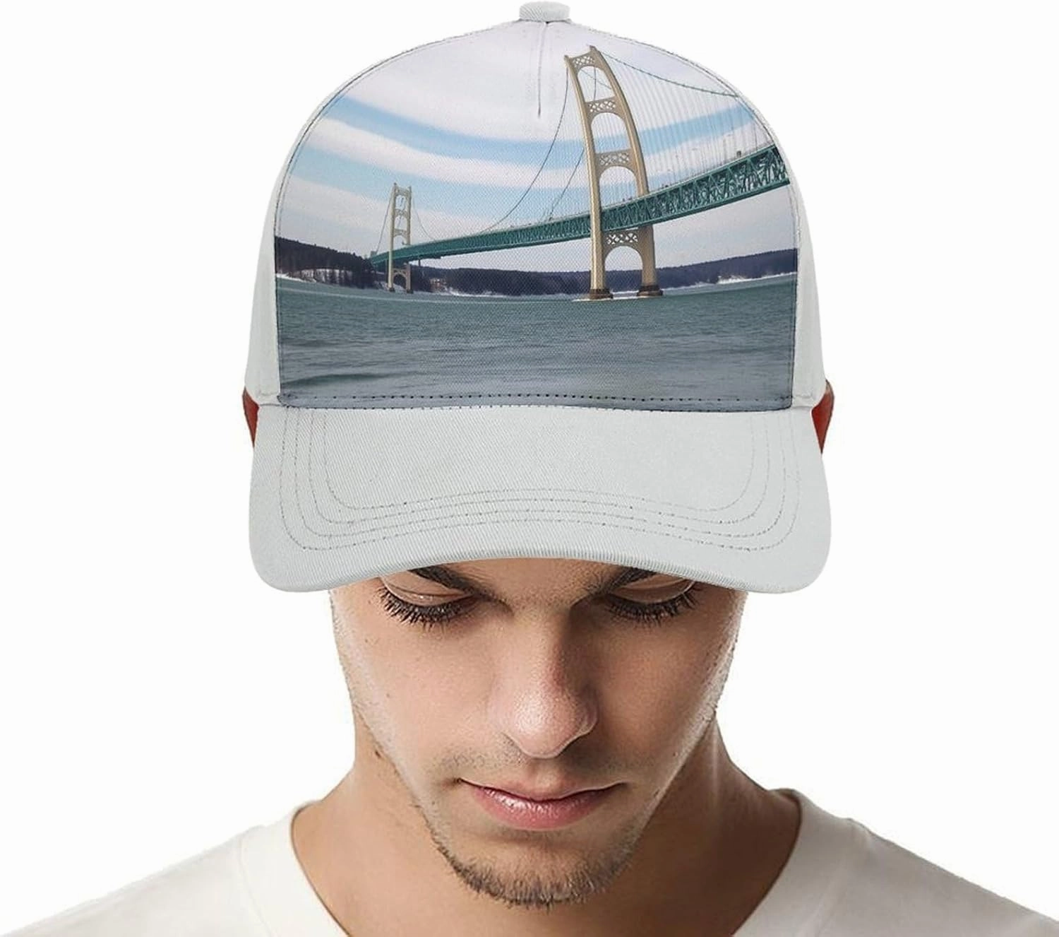 Baseball Cap for Women Men,Mackinac Suspension Bridge Adjustable Classic Baseball Hat for Leisure and Outdoor Activities