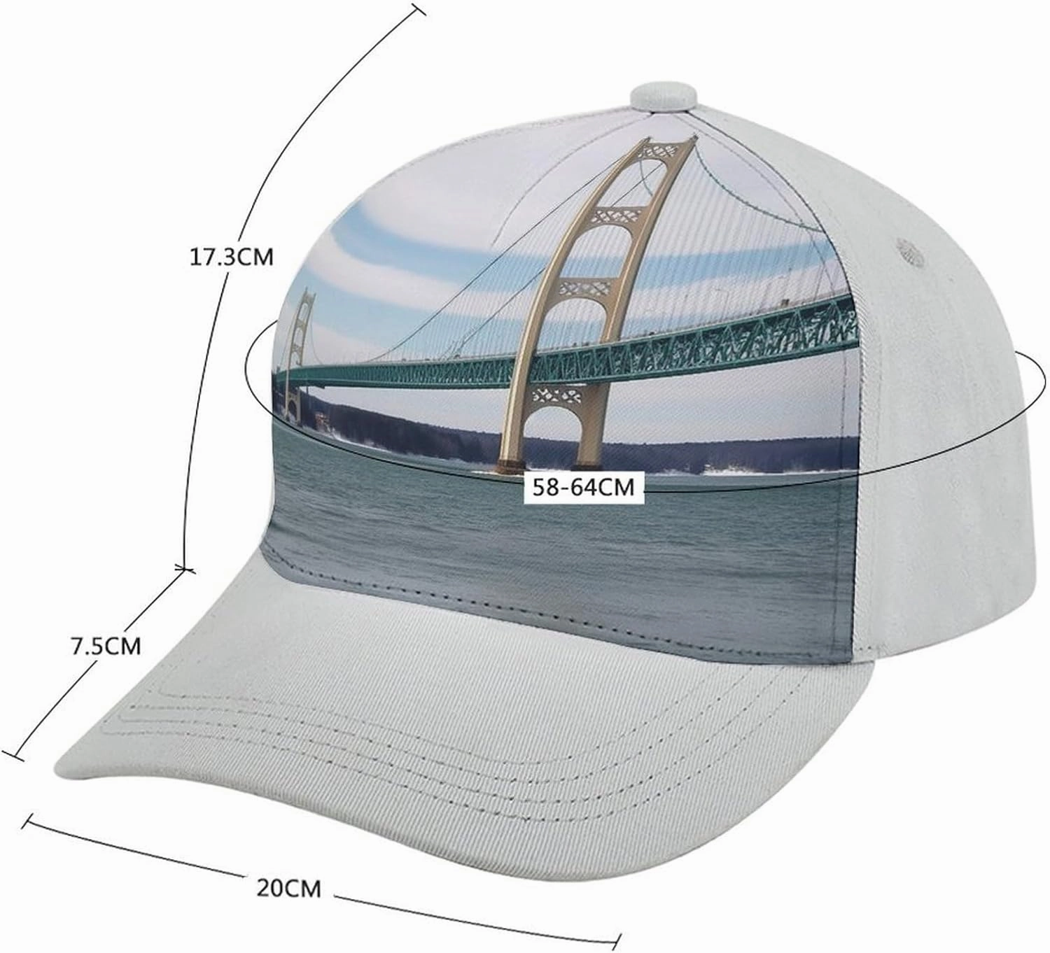 Baseball Cap for Women Men,Mackinac Suspension Bridge Adjustable Classic Baseball Hat for Leisure and Outdoor Activities
