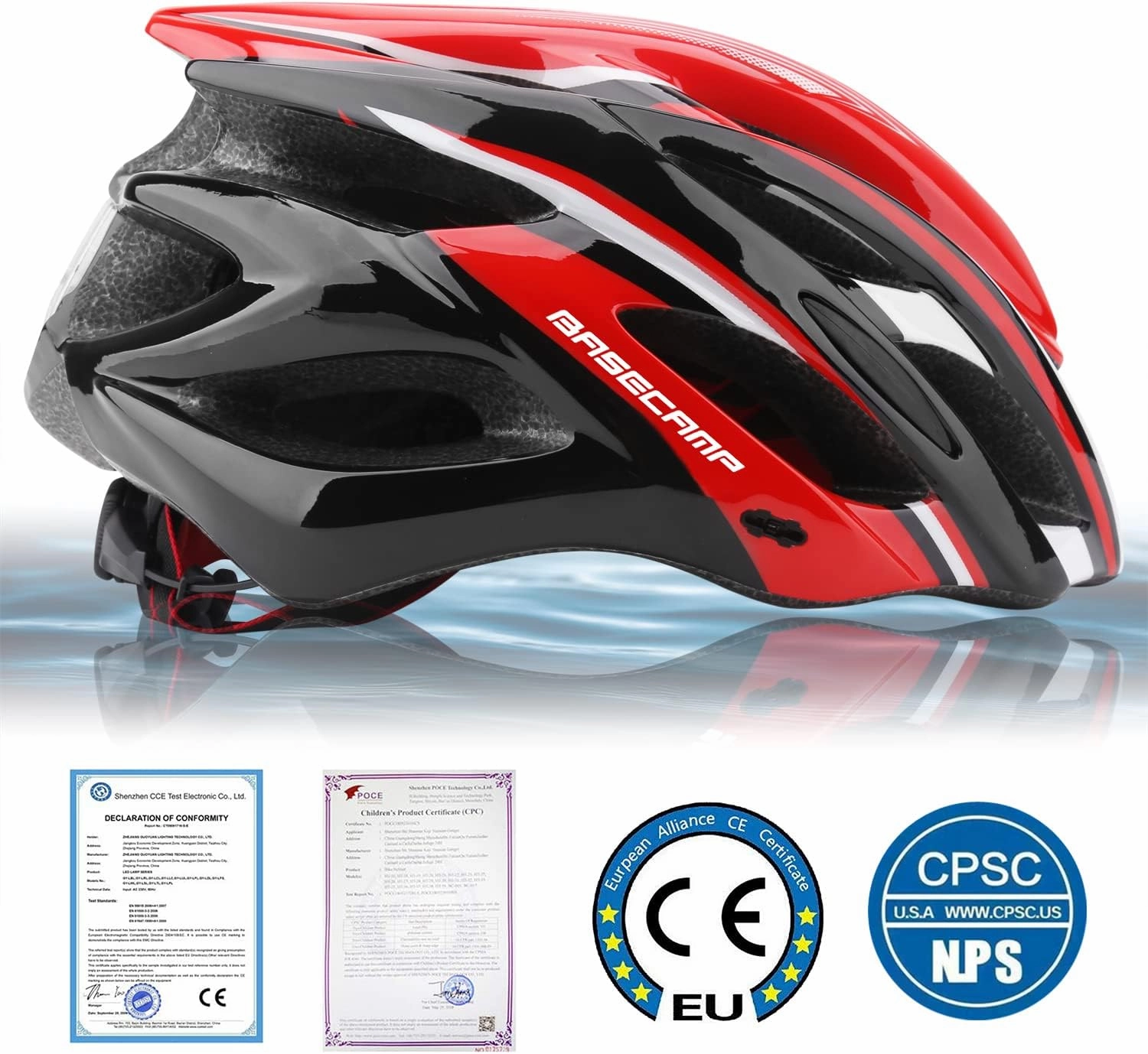 Basecamp Bike Helmet for Women Men with LED Safety Light Removable Sun Visor Lightweight Bicycle Helmet Adjustable Breathable Mountain & Road Cycling Helmets for Adult