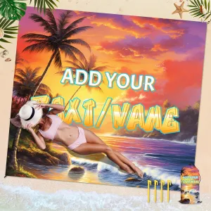 Beach Blanket, Personalized Waterproof Foldable Sandproof Beach Mat for Party Travel Hiking Camping Carpet, 79”x87” Portable Custom Beach Blanket with Bag