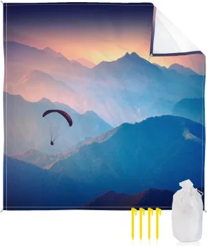 Beach Blanket Sandproof, Paraglider Spectacular Sunrise Valley Scenery Waterproof Beach Mat Lightweight Quick Drying Picnic Blanket Beach Essentials for Travel Camping Hiking 83x79in