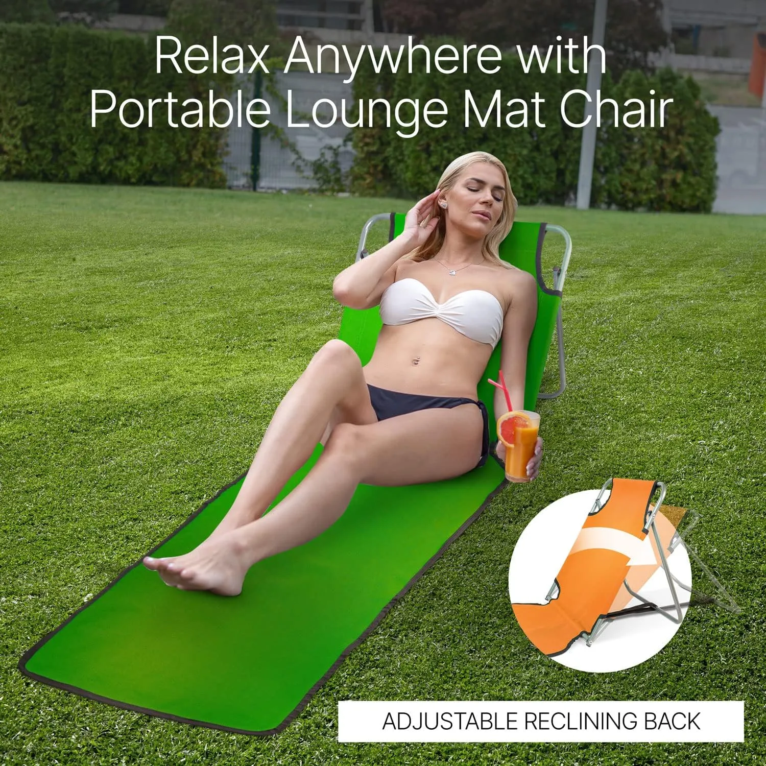 Beach Lounge Chair Perfect for The Beach - Beach Lounge Chairs Foldable Lightweight You Can Easily Carry Around - Portable Beach Chair Green