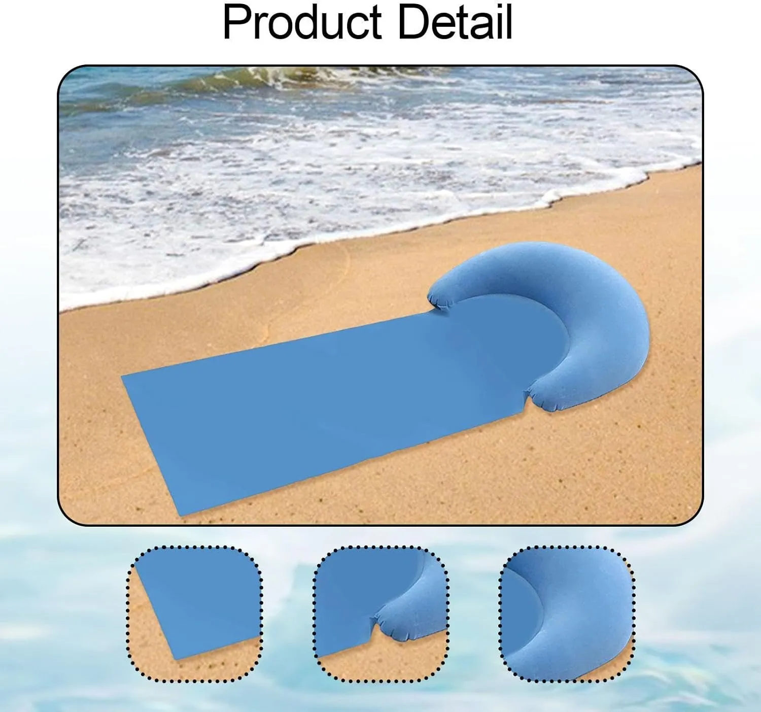 Beach Mat Beach Pad Easy to Carry Folding Portable Mat Inflatable Pillow for Pool Picnic Backyard Relaxation Camping Friends