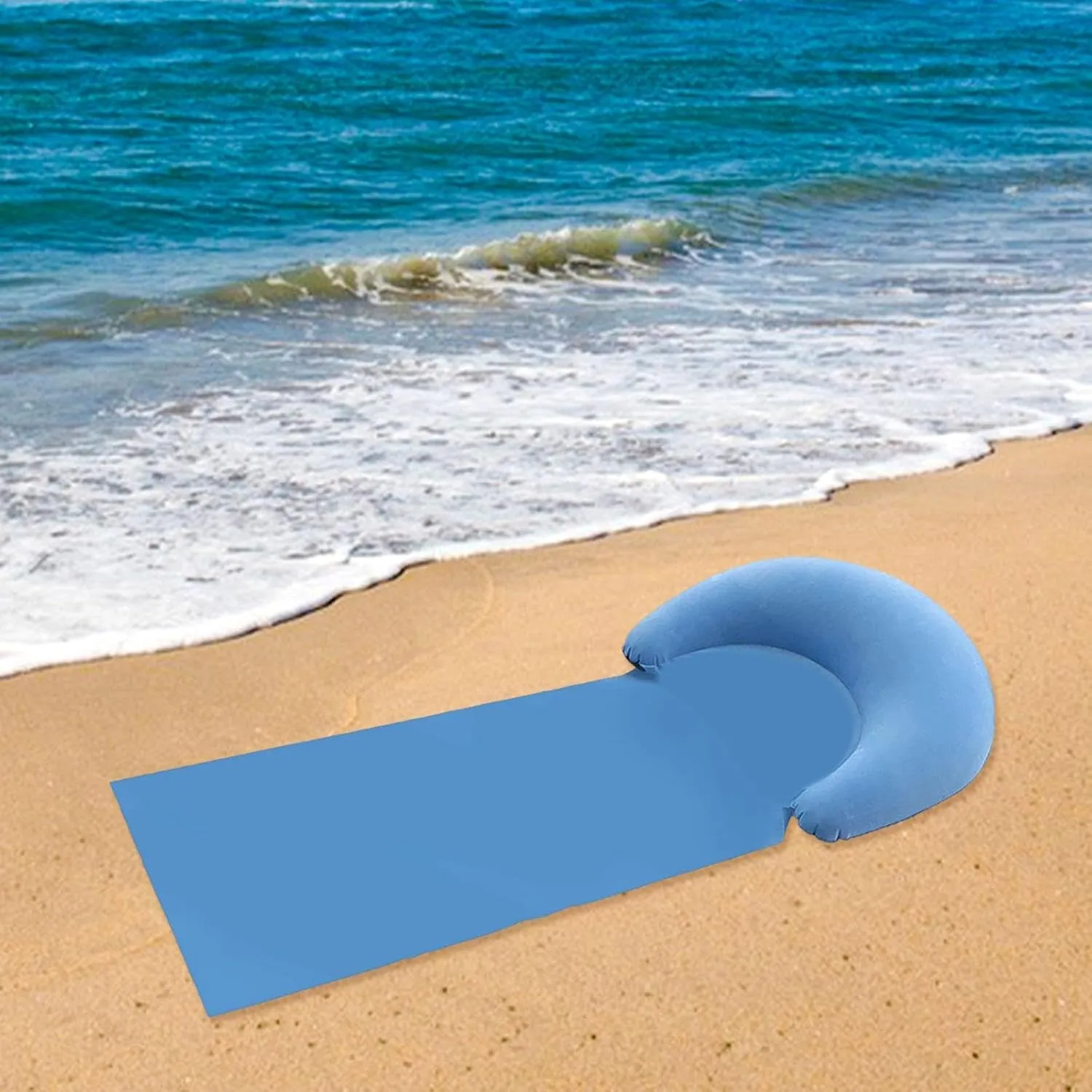 Beach Mat Beach Pad Easy to Carry Folding Portable Mat Inflatable Pillow for Pool Picnic Backyard Relaxation Camping Friends