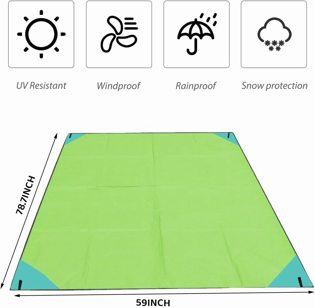 Beach Blanket Sandproof 79" x 59" Large Beach Mat Outdoor Picnic Blanket Compact Lightweight Waterproof Quick Drying Oxford Picnic Mat for Adults Travel Camping Hiking Music Festivals (Yellow)