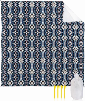 Beach Blanket Sandproof, Abstract Geometric Lines Texture Waterproof Beach Mat Lightweight Quick Drying Picnic Blanket Beach Essentials for Travel Camping Hiking 83x79in