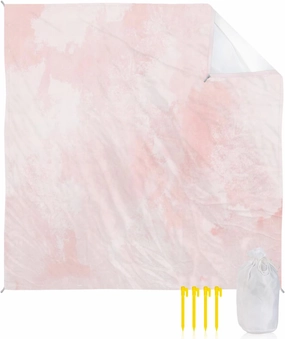 Beach Blanket Sandproof, Beautiful Retro Pink White Cloud Texture Waterproof Beach Mat Lightweight Quick Drying Picnic Blanket Beach Essentials for Travel Camping Hiking 83x79in