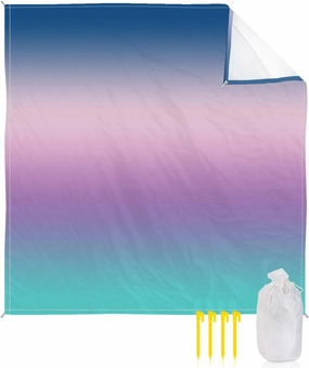 Beach Blanket Sandproof, Blue Purple Pink Teal Gradient Waterproof Beach Mat Lightweight Quick Drying Picnic Blanket Beach Essentials for Travel Camping Hiking 83x79in