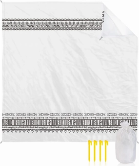 Beach Blanket Sandproof, Boho Style Black White Geometric Pattern Waterproof Beach Mat Lightweight Quick Drying Picnic Blanket Beach Essentials for Travel Camping Hiking 95x80in
