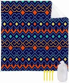 Beach Blanket Sandproof, Boho Style Bohemia Purple Navy Blue Orange Waterproof Beach Mat Lightweight Quick Drying Picnic Blanket Beach Essentials for Travel Camping Hiking 108x84in