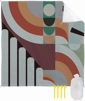 Beach Blanket Sandproof, Colorful Vintage Mid-Century Abstract Patchwork Waterproof Beach Mat Lightweight Quick Drying Picnic Blanket Beach Essentials for Travel Camping Hiking 83x79in