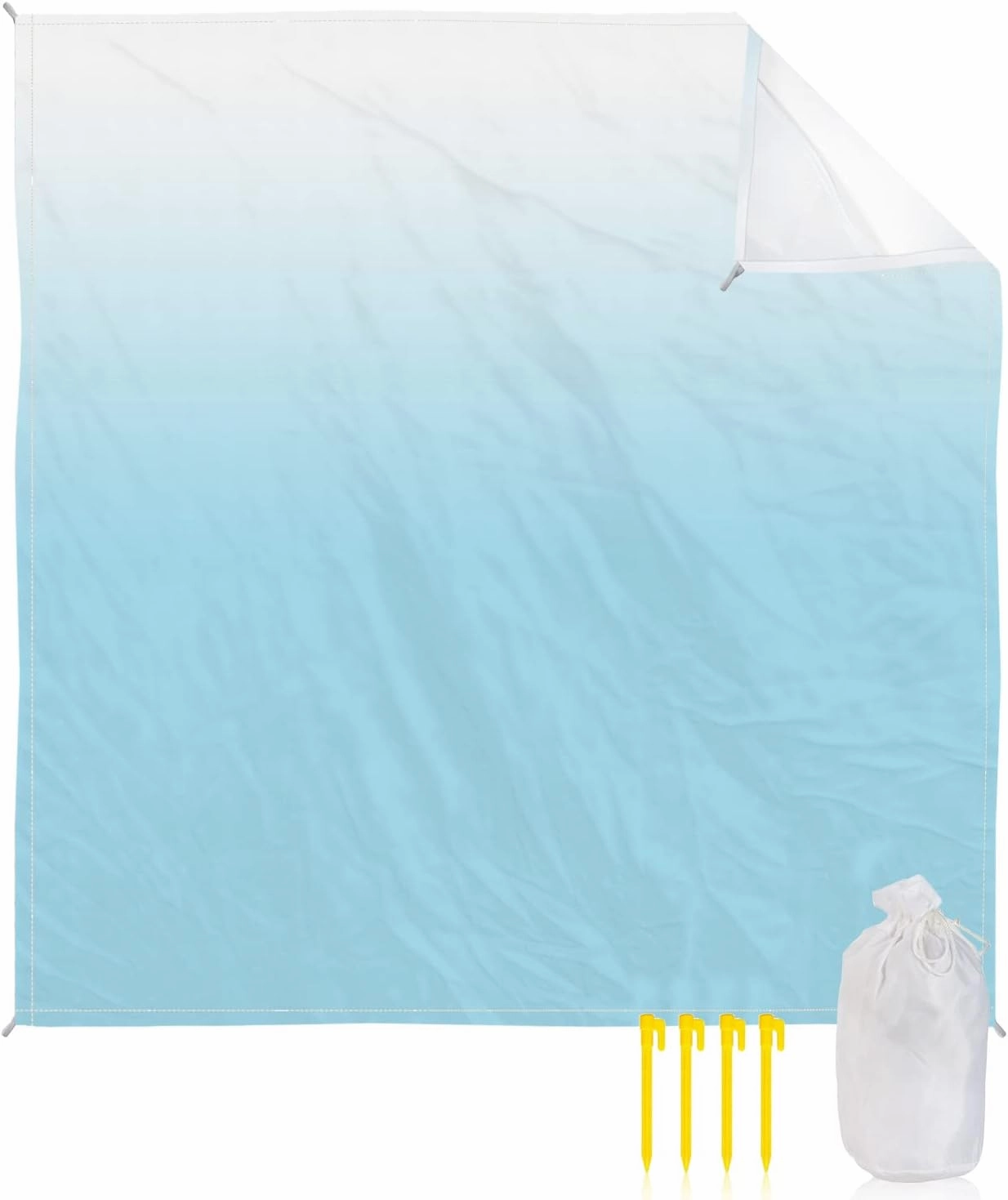 Beach Blanket Sandproof, Dreamy Blue and White Gradient Waterproof Beach Mat Lightweight Quick Drying Picnic Blanket Beach Essentials for Travel Camping Hiking 118x108in