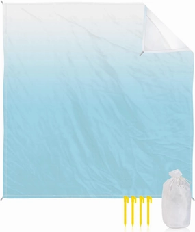 Beach Blanket Sandproof, Dreamy Blue and White Gradient Waterproof Beach Mat Lightweight Quick Drying Picnic Blanket Beach Essentials for Travel Camping Hiking 118x108in