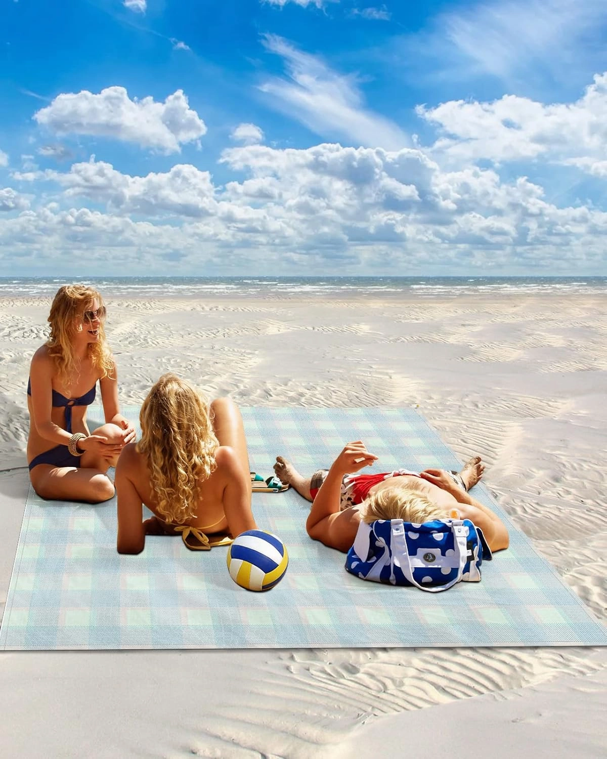Beach Blanket Sandproof, Elegent Plaid Waterproof Beach Mat Lightweight Quick Drying Picnic Blanket Beach Essentials for Travel Camping Hiking 83x79in