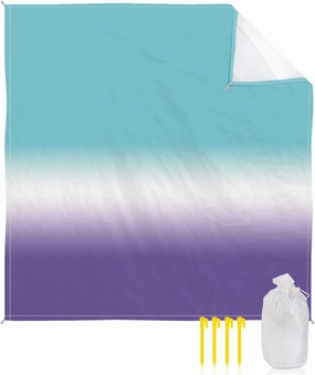 Beach Blanket Sandproof, Gradient Blue Teal to Purple Waterproof Beach Mat Lightweight Quick Drying Picnic Blanket Beach Essentials for Travel Camping Hiking 83x79in