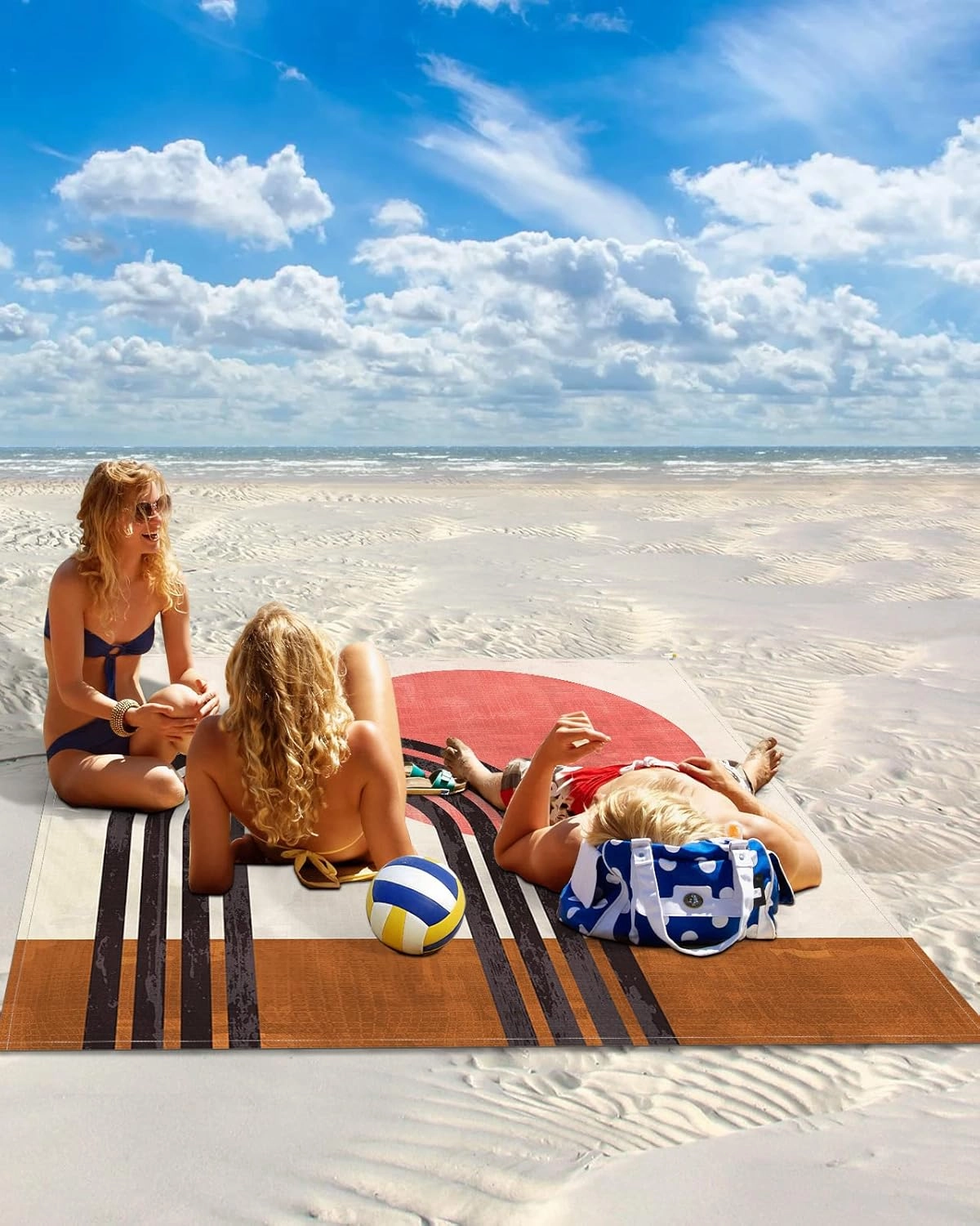 Beach Blanket Sandproof, Minimalist Abstract Modern Shapes Line Art Sun Waterproof Beach Mat Lightweight Quick Drying Picnic Blanket Beach Essentials for Travel Camping Hiking 108x84in