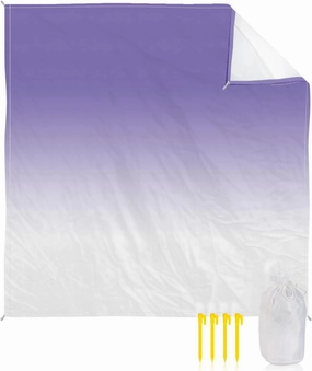 Beach Blanket Sandproof, Minimalist Purple and White Gradient Waterproof Beach Mat Lightweight Quick Drying Picnic Blanket Beach Essentials for Travel Camping Hiking 95x80in
